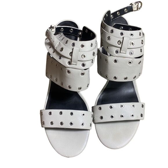 Rebecca minkoff carter grommet strappy block heel sandals light grey 8.5m - Picture 3 of 9